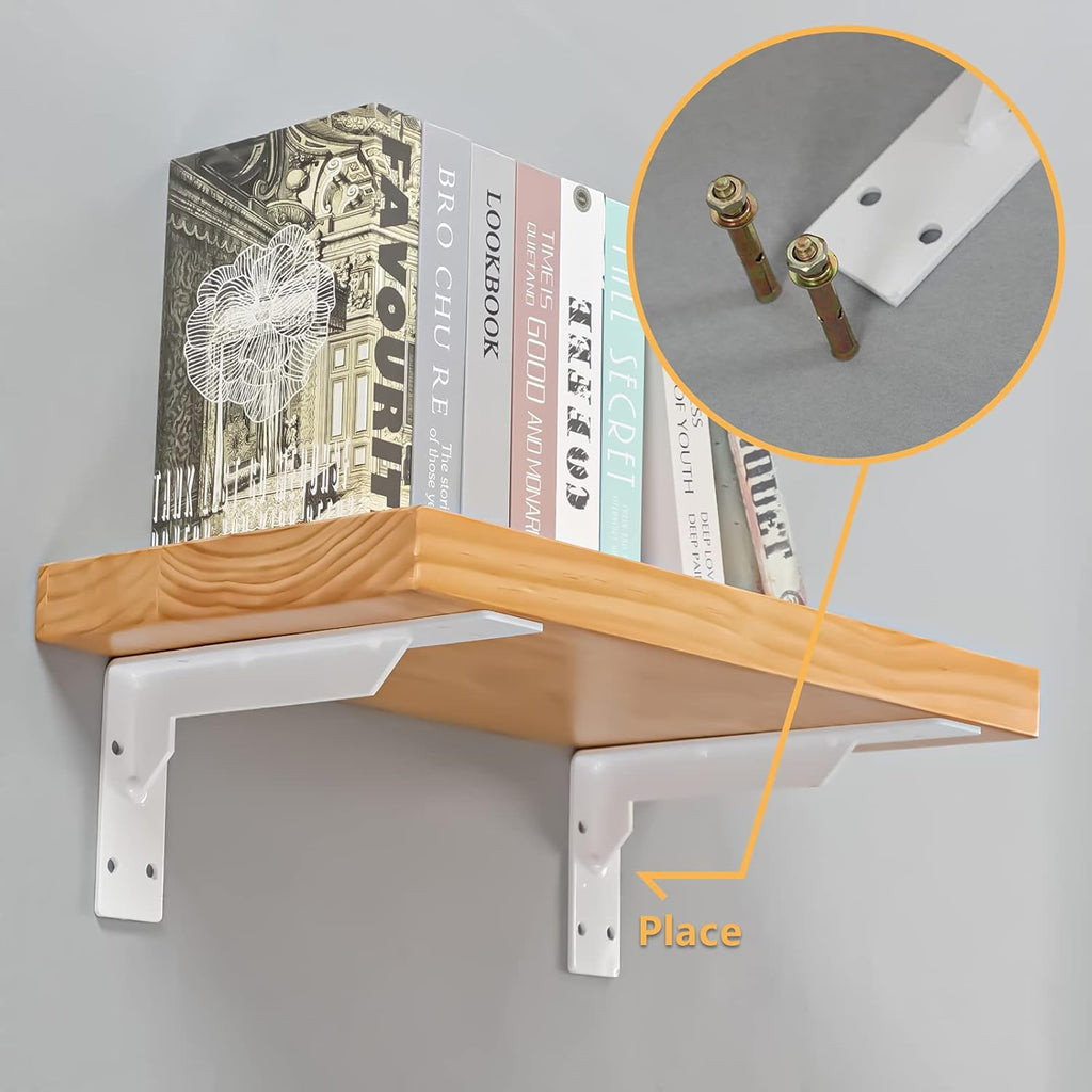 Countertop Support Brackets Heavy Duty, 8" X 6" Max Load 365 Lb 5 Mm Thick Iron Industrial Shelf Brackets, White Metal Farmhouse Wall Mounted Floating L Support for Hanging DIY Open Shelving